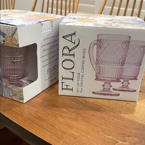 Flora Pink Crystal Coffee Mugs Set of Four